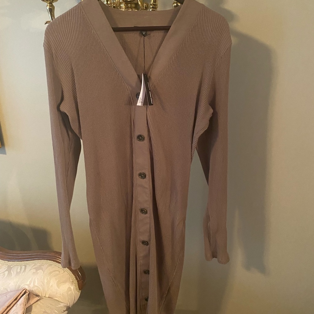 James Perse Ribbed Henley Dress Size 4 XL Extra Large $125